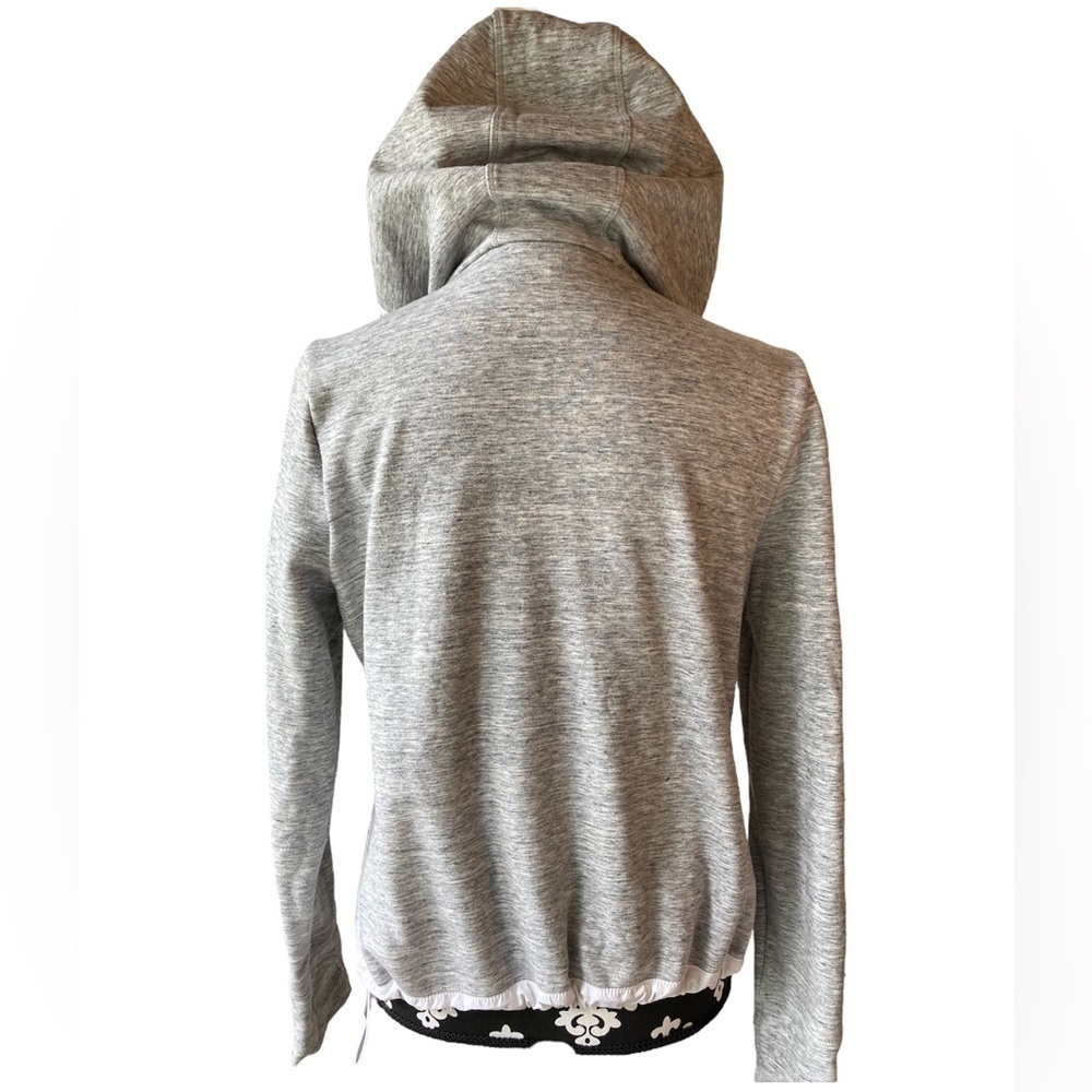 Athleta Womens Gray White Hybrid Quilted Full Zip Hoodie Jacket Small - Picture 2 of 8